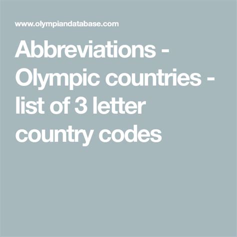 3 letter olympic country abbreviations.